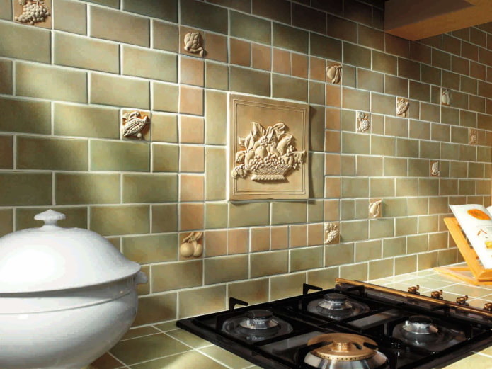 brick panel in the kitchen interior