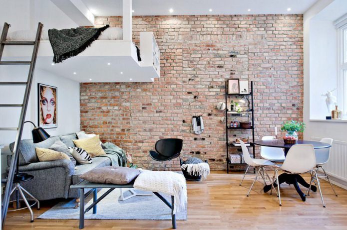 Red brick in the interior