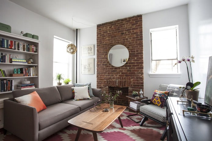 brick in the living room interior