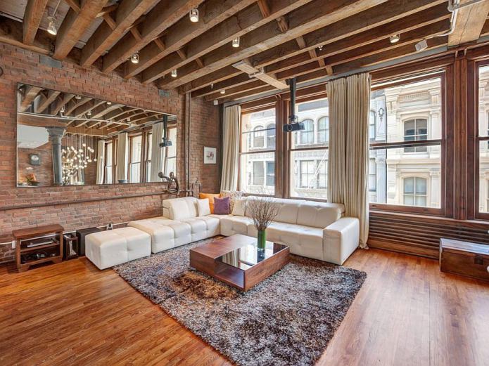 brick in the living room interior