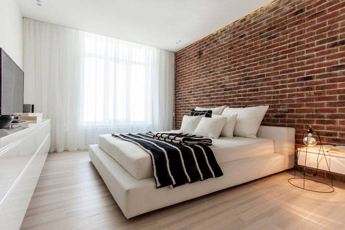 brick in the bedroom interior