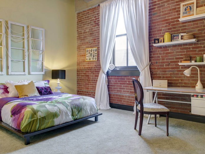 brick in the bedroom interior