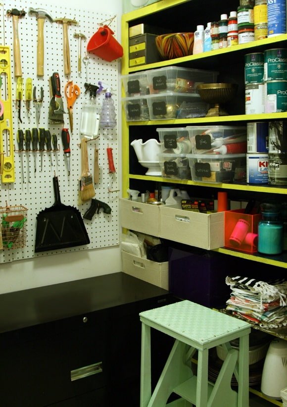 pantry design with a home workshop