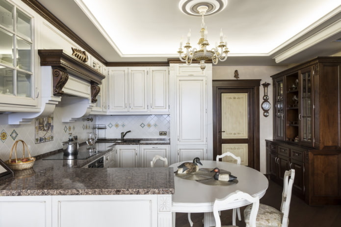 U-shaped kitchen in a studio