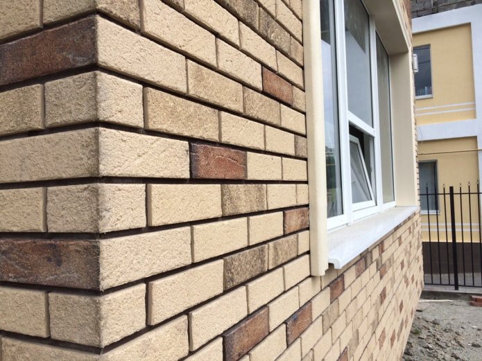 house facade with clinker tile cladding