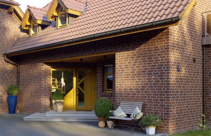 facade of the house with clinker tile cladding