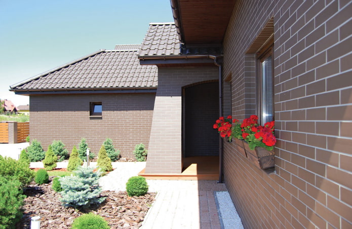 house facade with clinker tile cladding