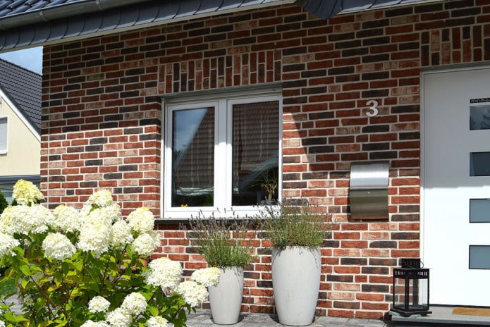 house facade with clinker tile cladding