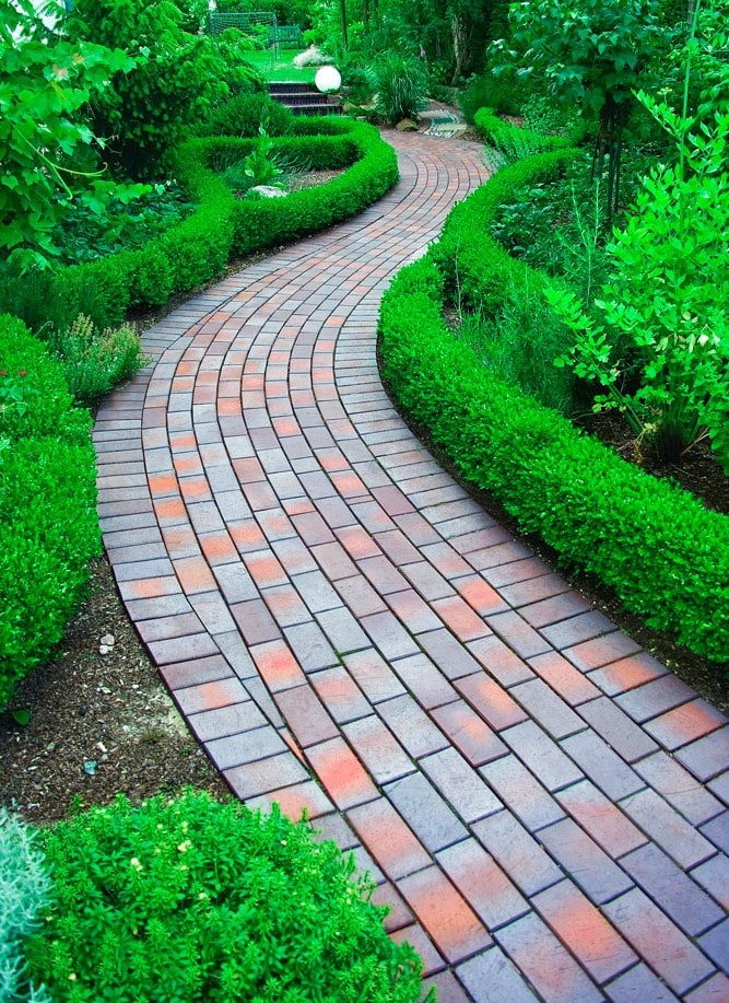 path with clinker tile cladding