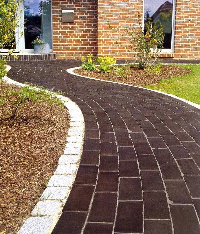 path with clinker tile cladding