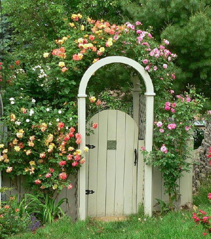 gate with a flowerbed