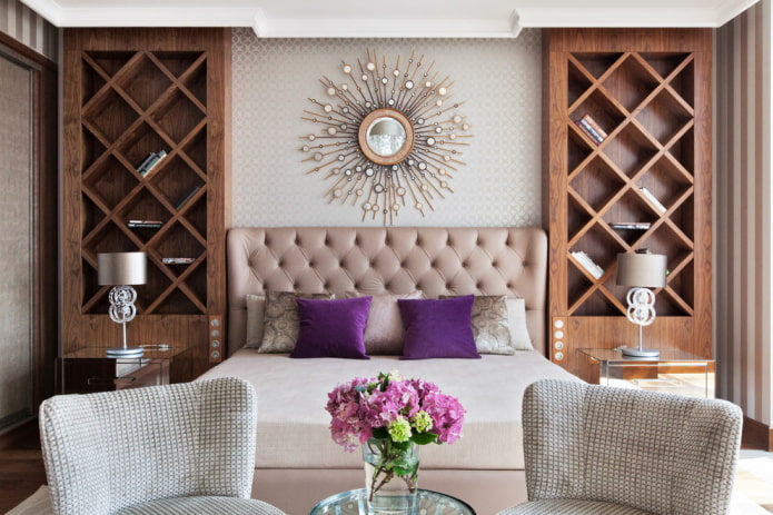 book shelves in the bedroom interior