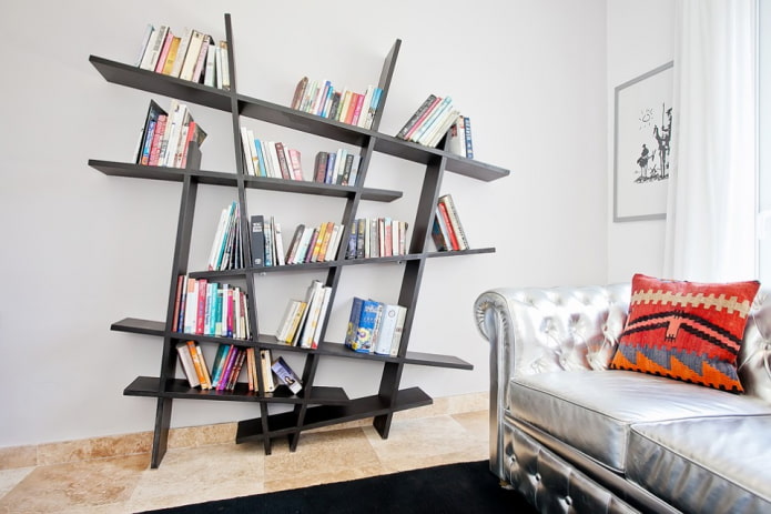 color scheme of bookshelves in the interior