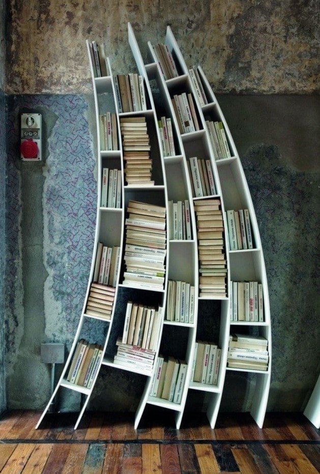 original book shelves in the interior
