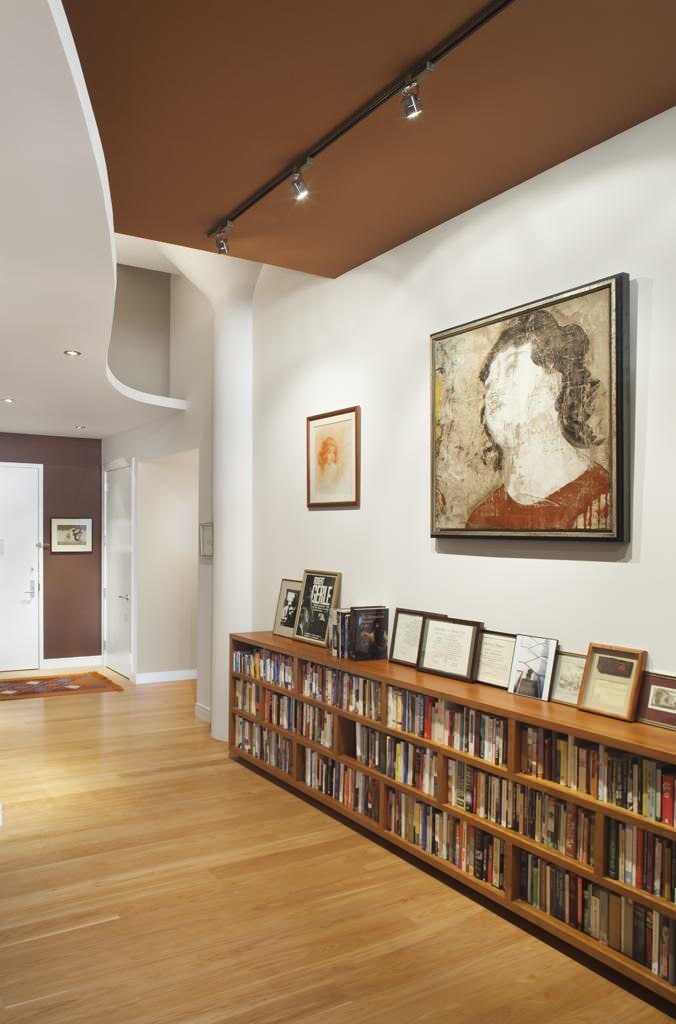 book shelves in the hallway interior