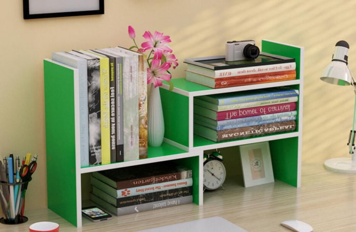 tabletop book shelves in the interior