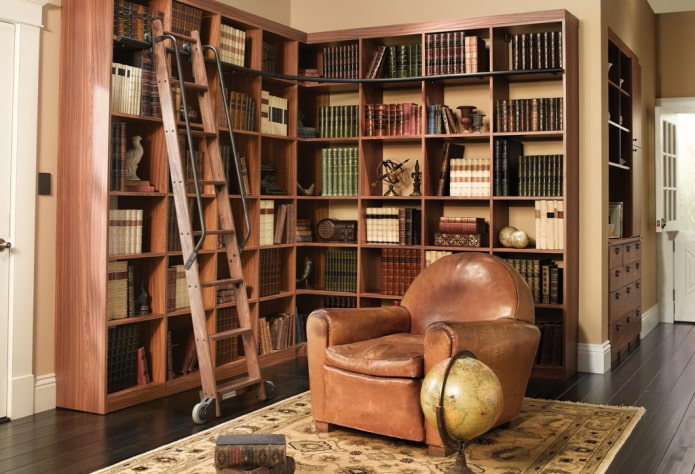 corner book shelves in the interior