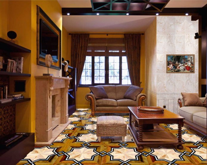 bright floor in the living room