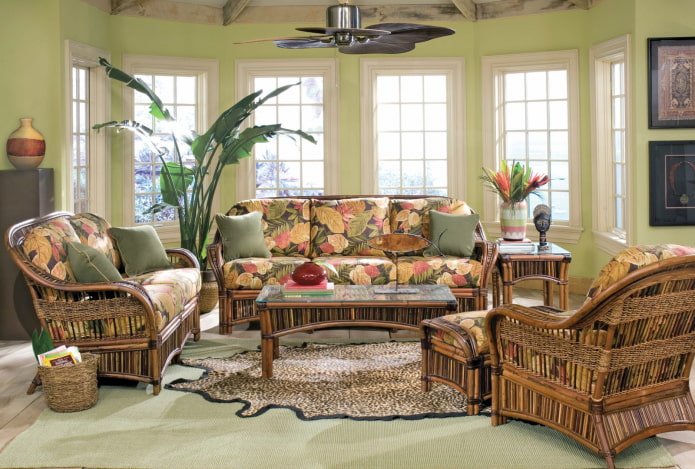 bamboo furniture in the living room