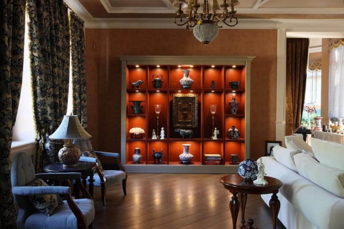 backlit cabinet in the interior