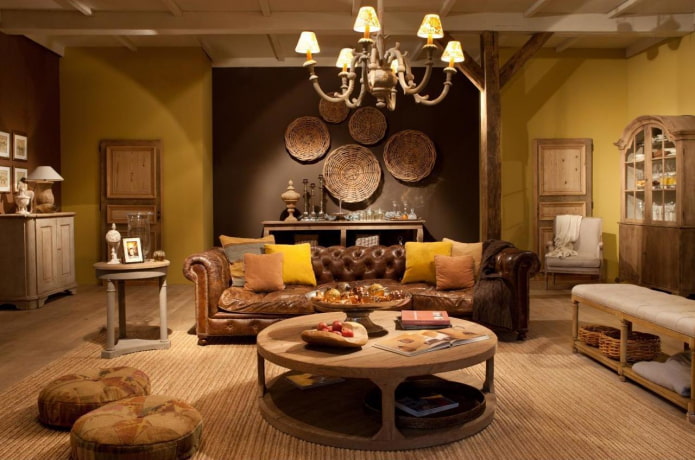 living room with yellow walls