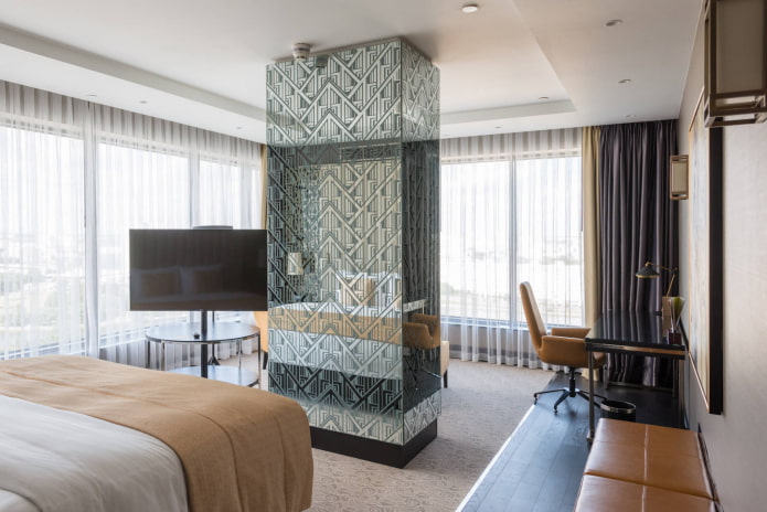 wide column in the bedroom
