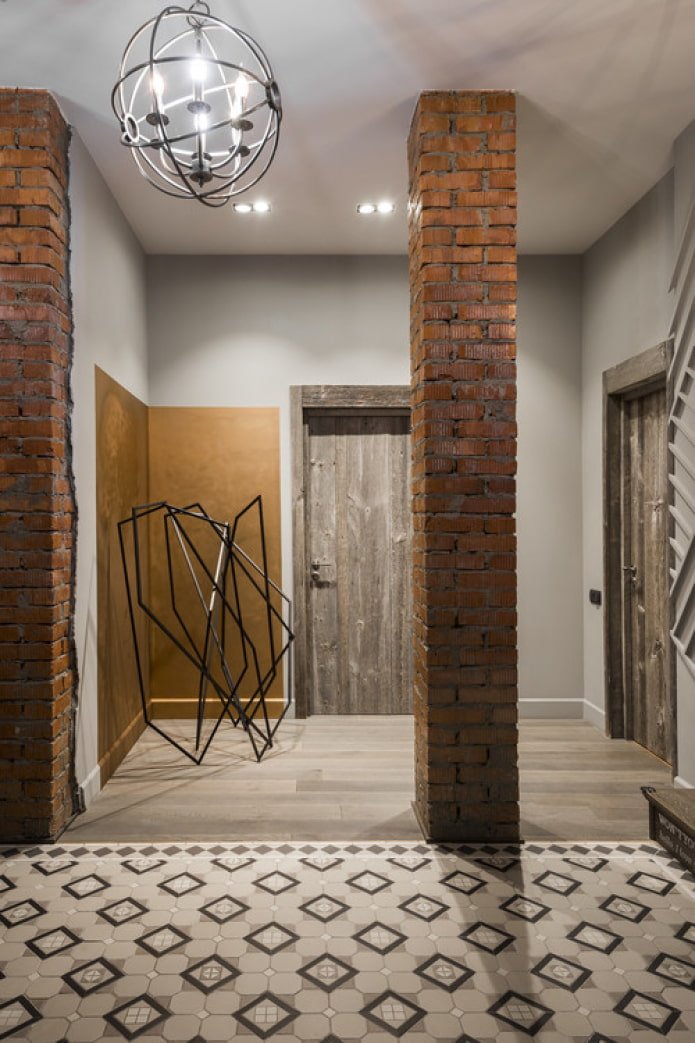 brick column in the hallway