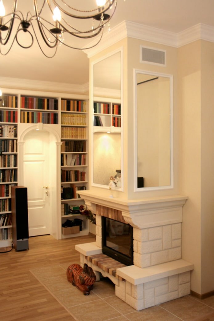 fireplace in a column
