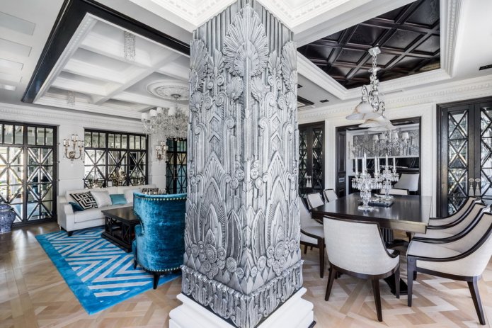 kitchen-living room in Art Deco style
