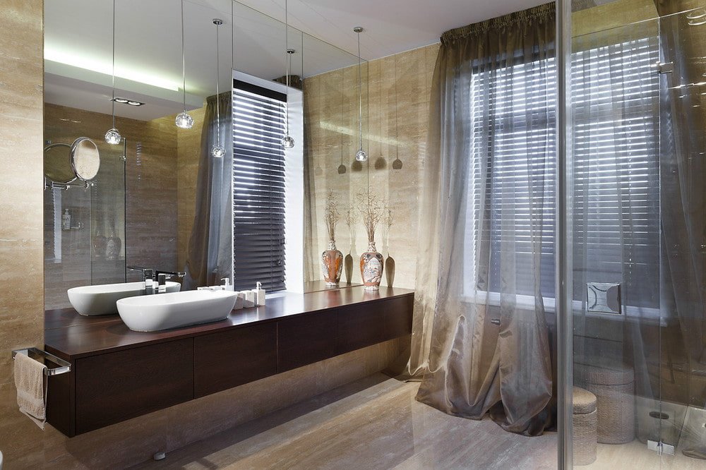plastic windows paired with blinds and tulle