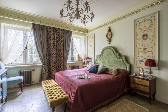 combined curtains in the bedroom
