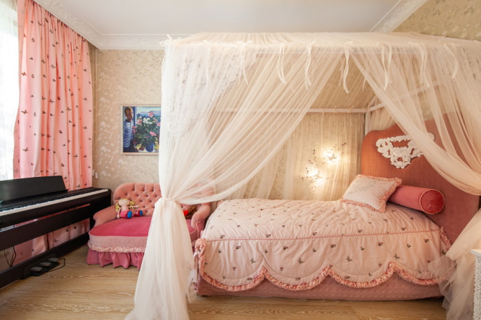 textiles in the interior of a teenage girl's bedroom