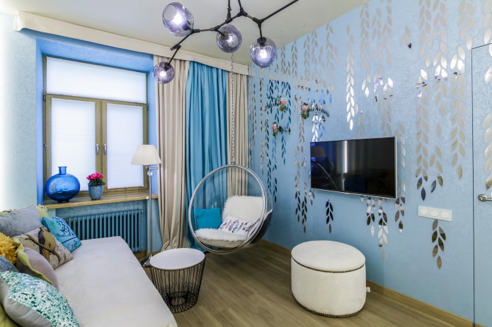 teenage girl bedroom in hi-tech style