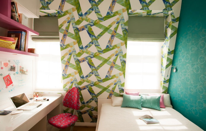 design of an attic bedroom for a teenage girl