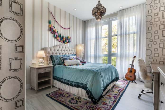 textiles in the interior of a teenage girl's bedroom