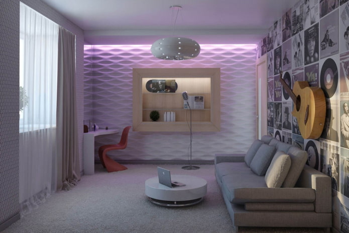 teenage girl bedroom in hi-tech style