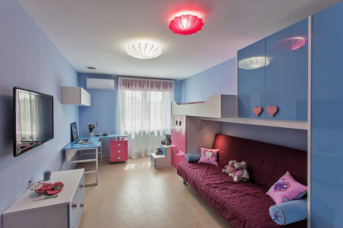 design bedrooms for two girls of different ages 