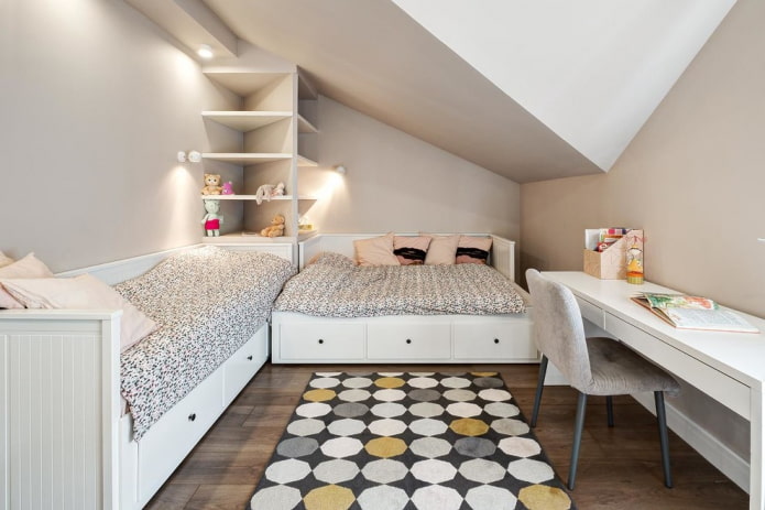 planning an attic bedroom for two girls