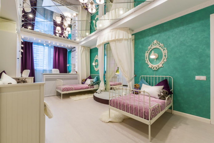 design of a bedroom for two girls