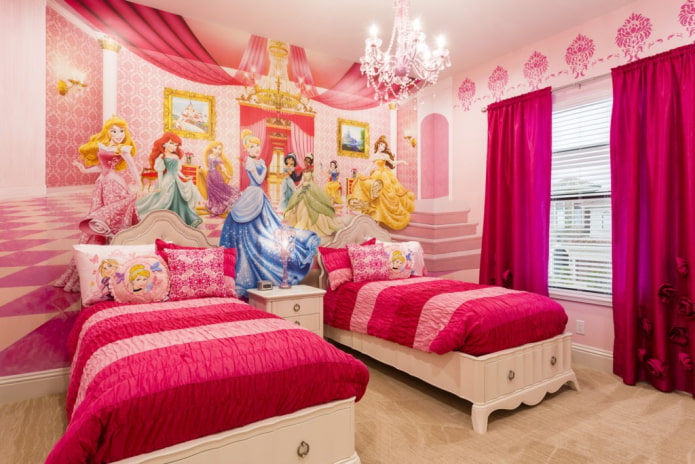 design of a bedroom for two girls