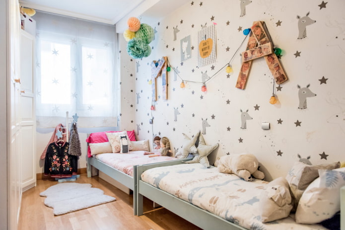 planning a narrow bedroom for two girls