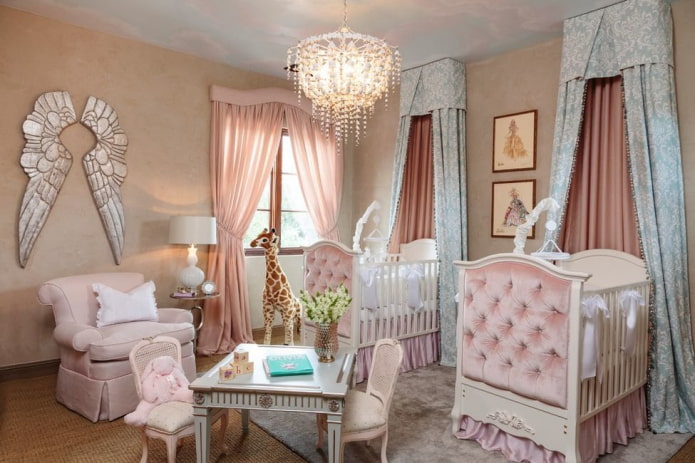 bedroom design for two newborn girls 