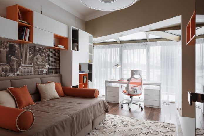 design of a bedroom with a window for a teenage boy