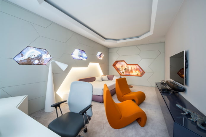 teen boy bedroom in hi-tech style