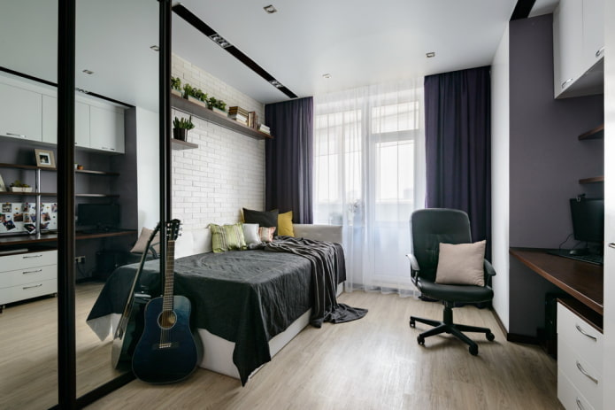 furniture arrangement in the bedroom of a teenage boy