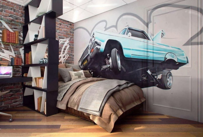 bedroom for a teenage boy in loft style