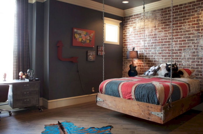 bedroom for a teenage boy in loft style
