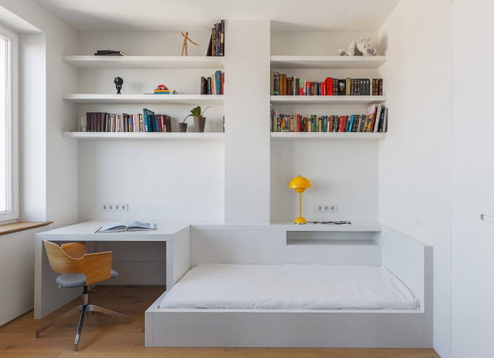 bedroom for a teenage boy in the style of minimalism