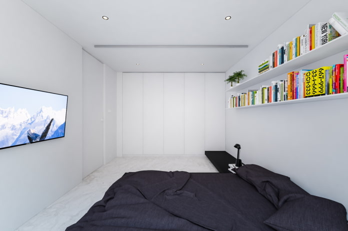 bedroom for a teenage boy in the style of minimalism