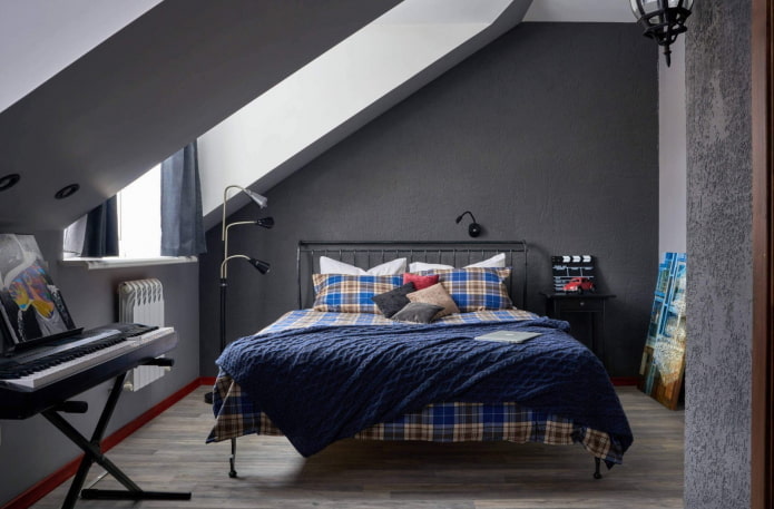 design of an attic bedroom for a teenage boy